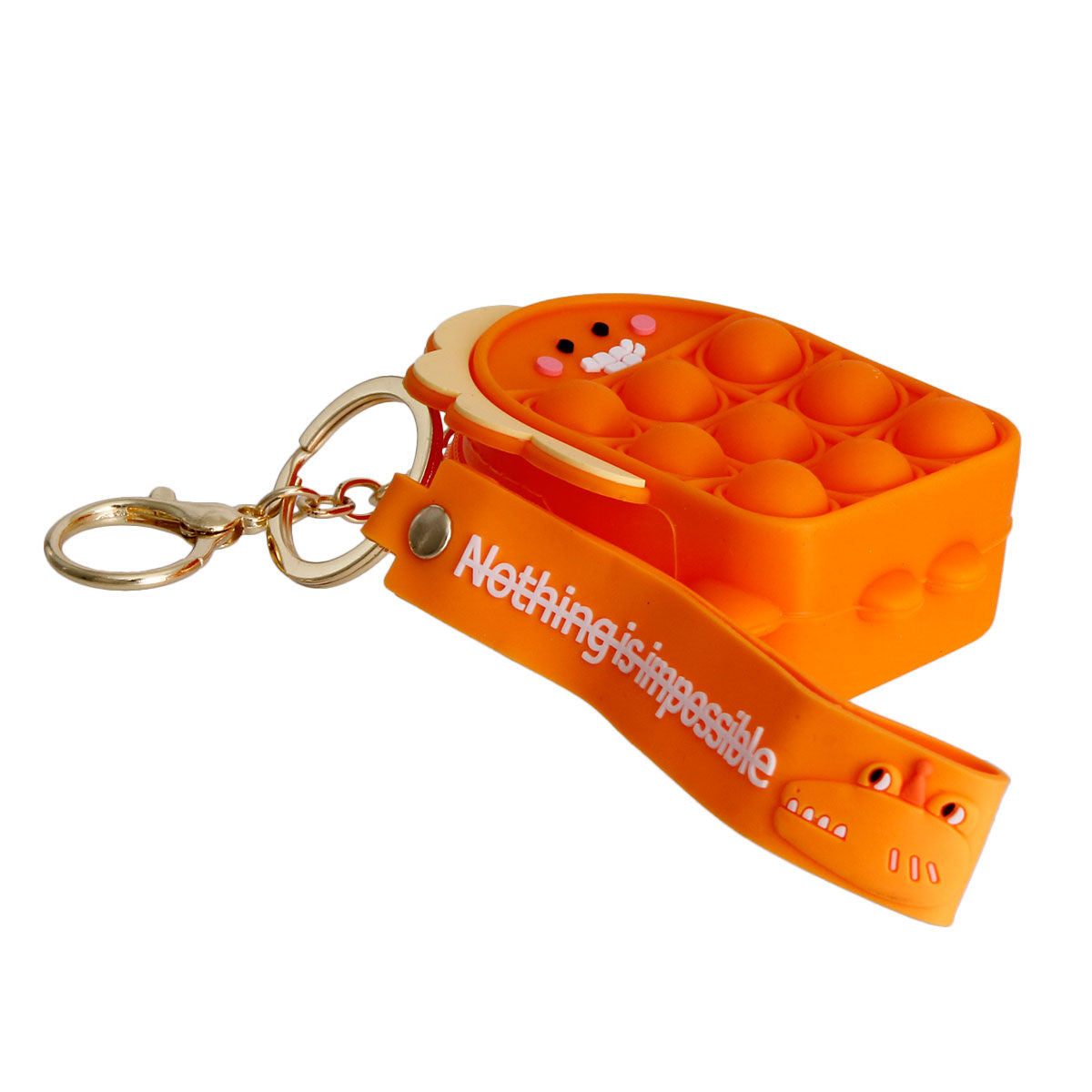 Bubble Pop Keychain Orange Dino Trendy Fashion Accessory