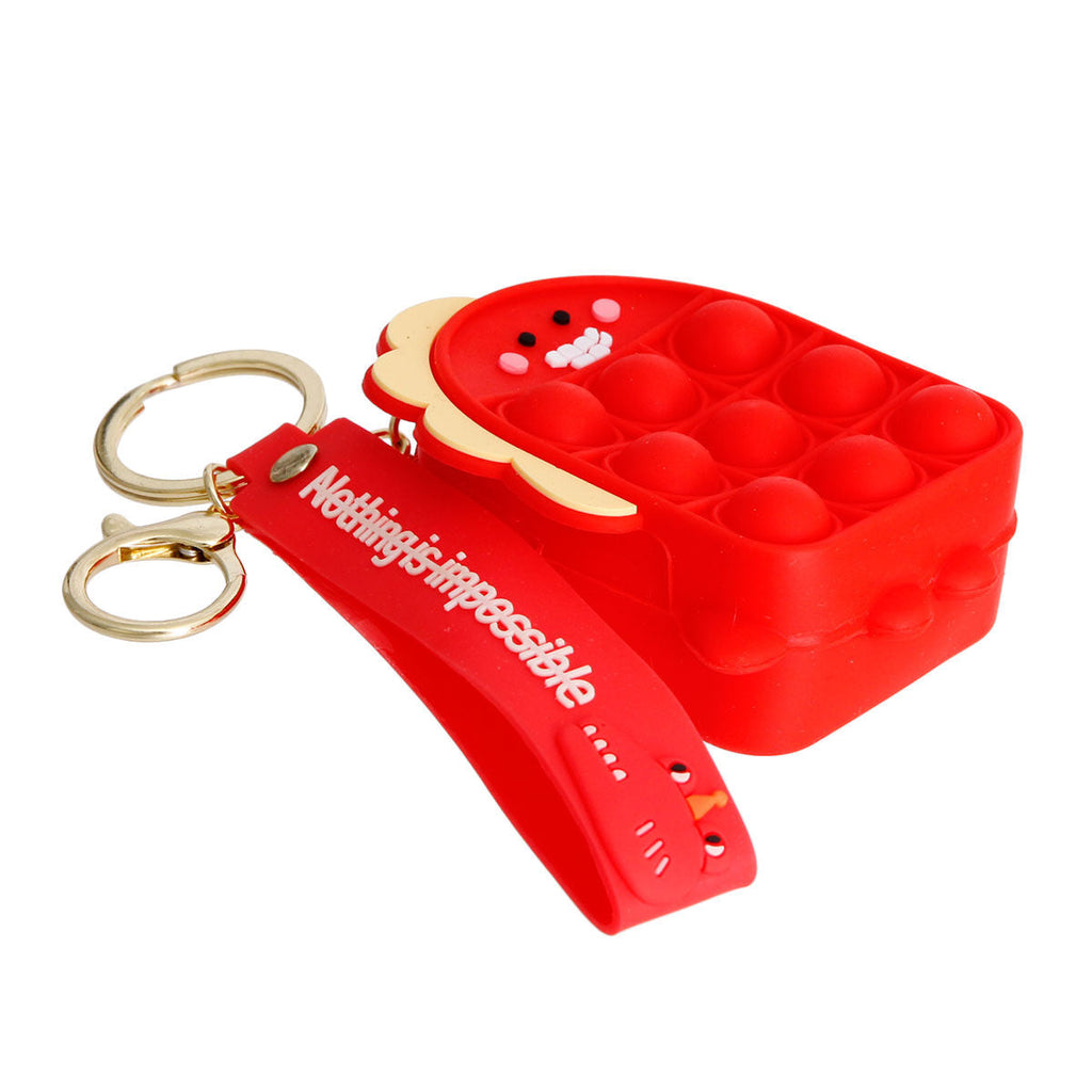 Bubble Pop Keychain Red Dino Trendy Fashion Accessory
