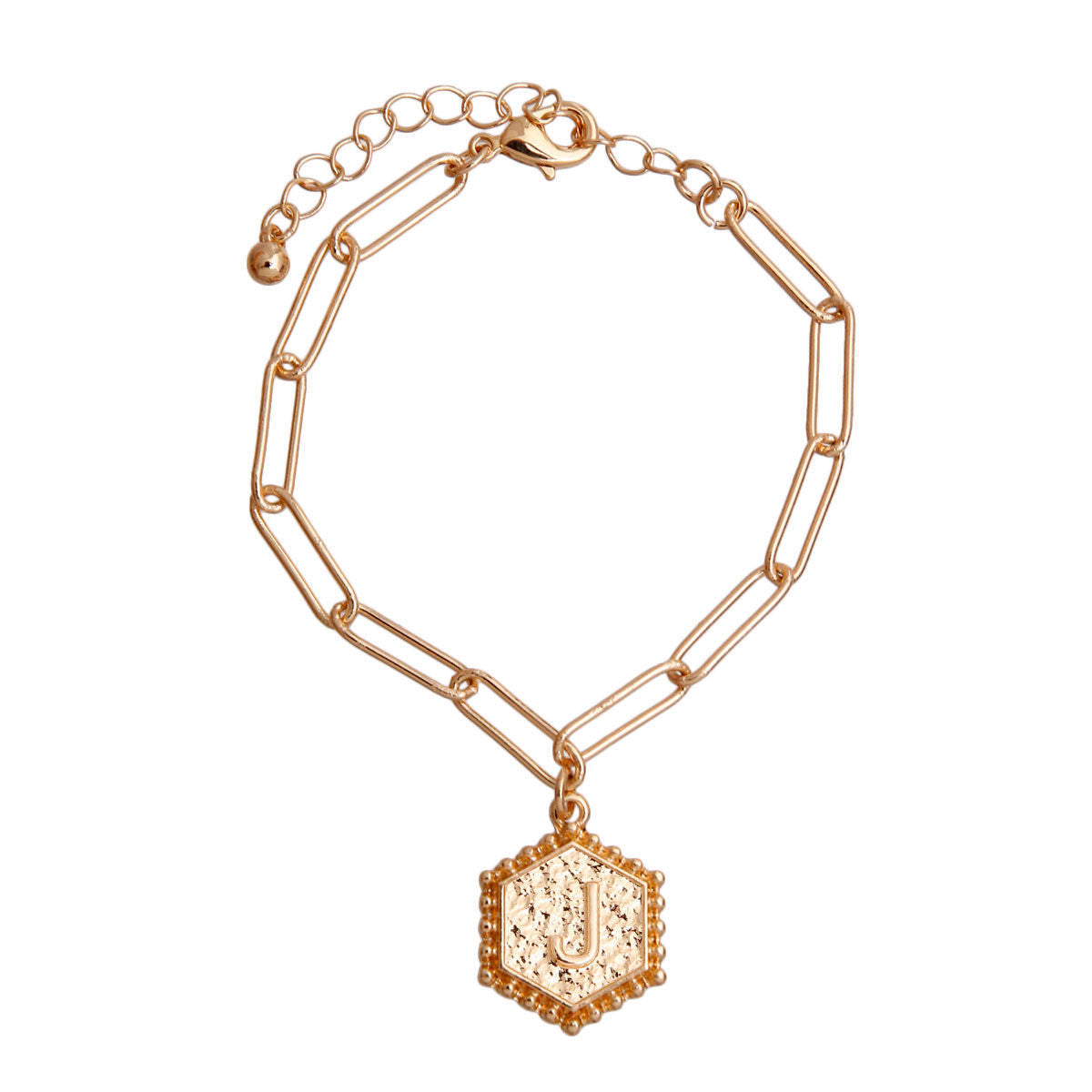 Initial Charm Bracelet Hexagon J Stylish Jewelry Accessory