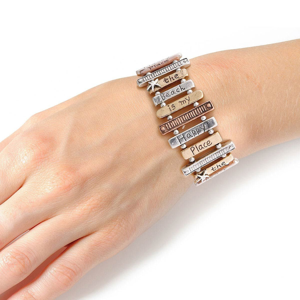 Bracelet Mixed Metal Beach Happy Place Stylish Jewelry Accessory