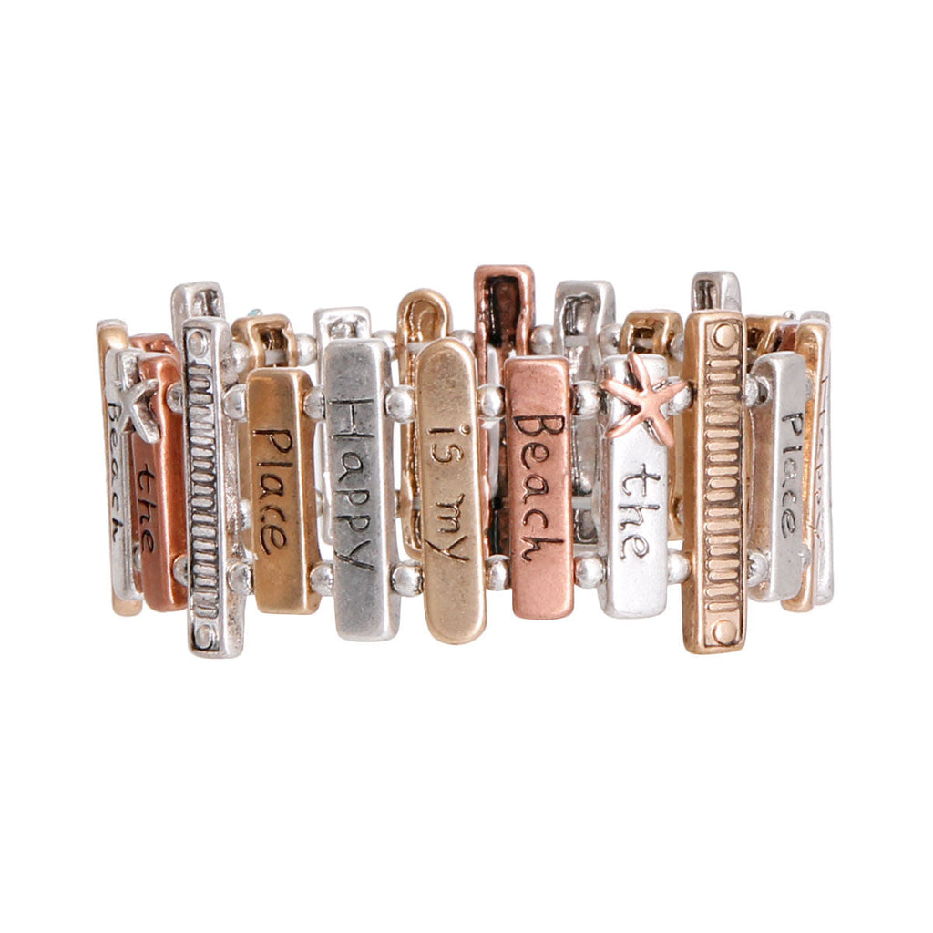 Bracelet Mixed Metal Beach Happy Place Stylish Jewelry Accessory