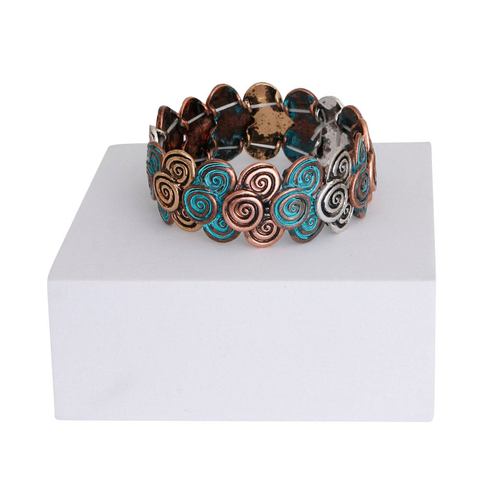 Statement Patina Metal Swirled Bracelet Stylish Fashion Jewelry Accessory