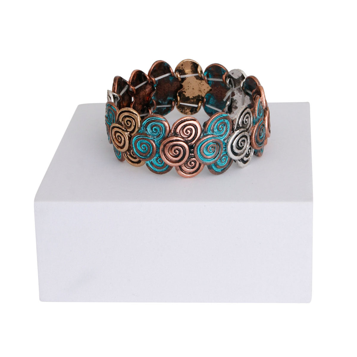 Statement Patina Metal Swirled Bracelet Stylish Fashion Jewelry Accessory