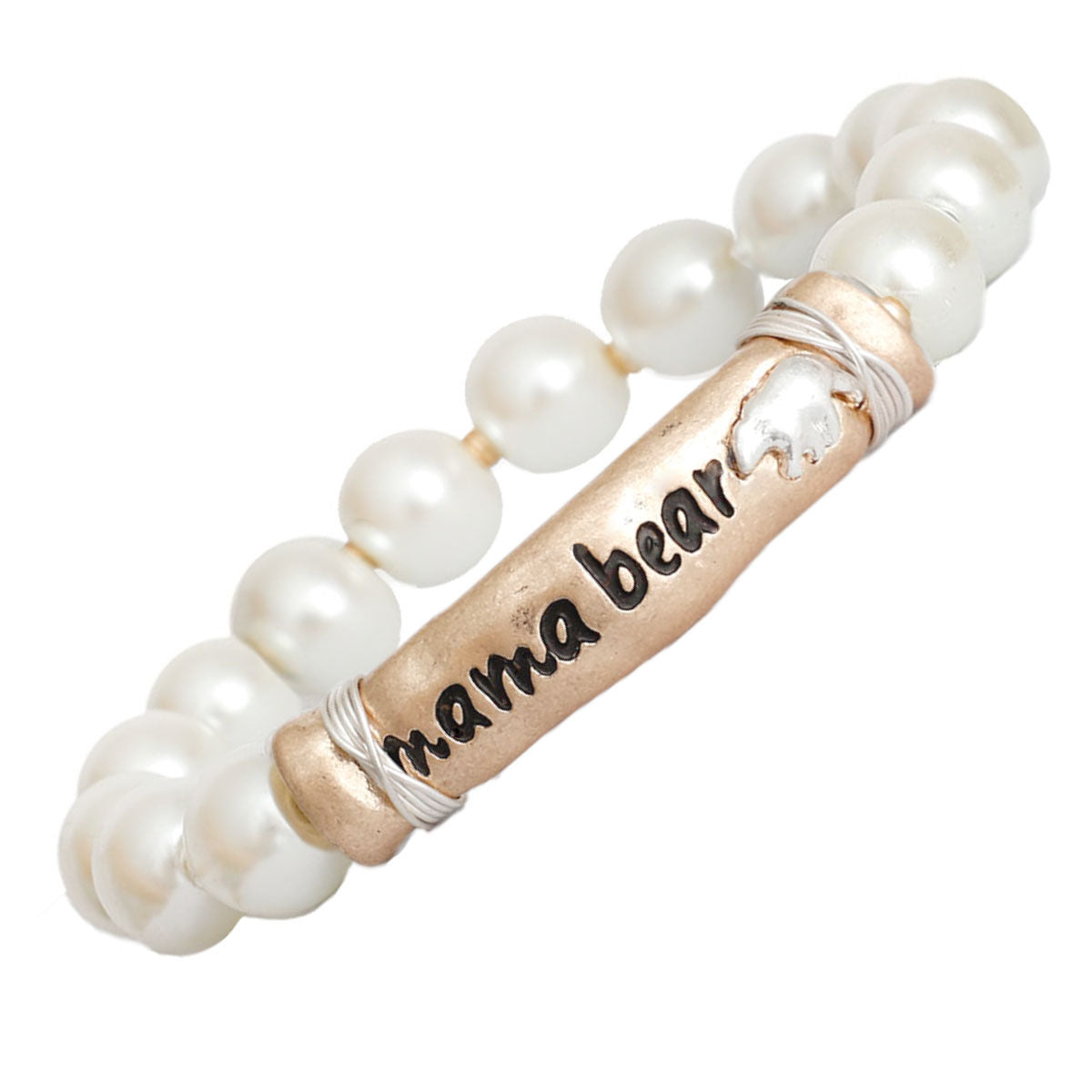 Bracelet Pearl Gold Mama Bear Stylish Jewelry Accessory