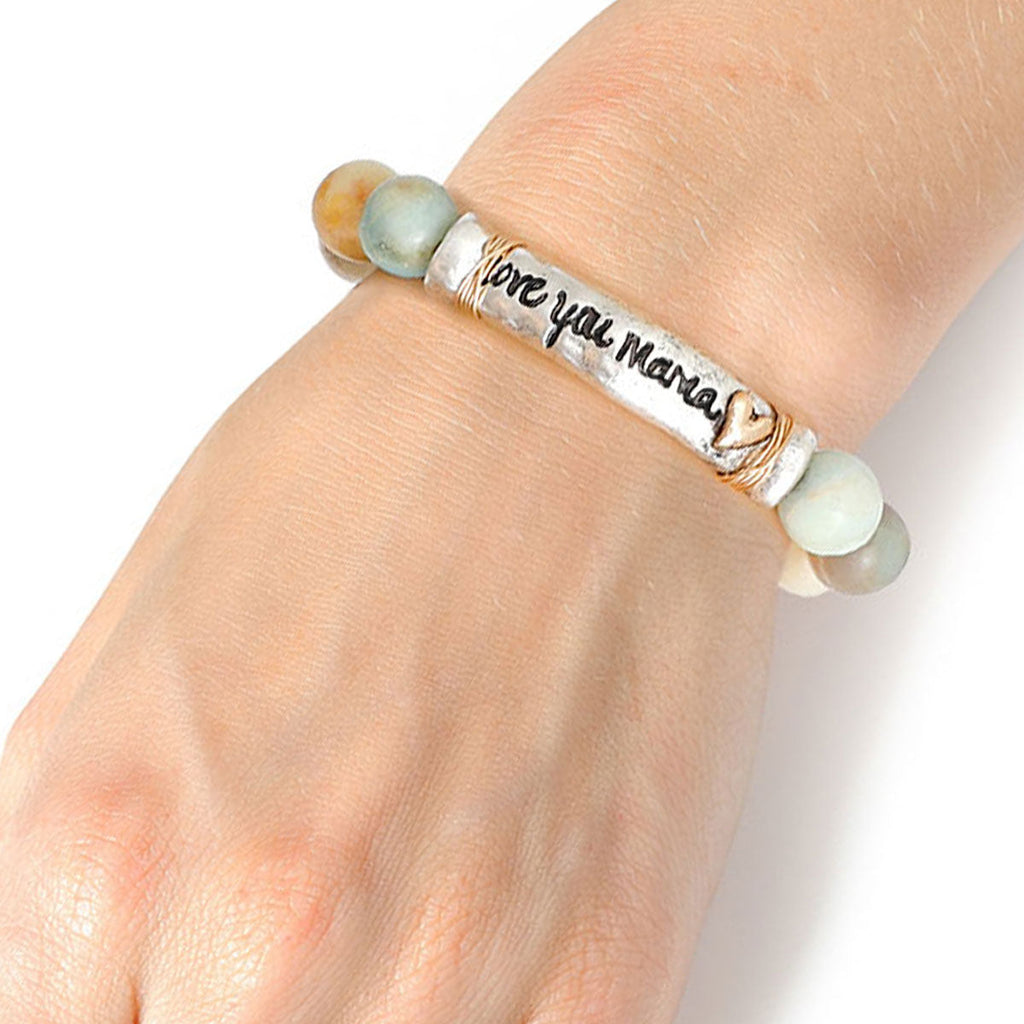 Bracelet Natural Stone Beads Stylish Love You Mama Jewelry