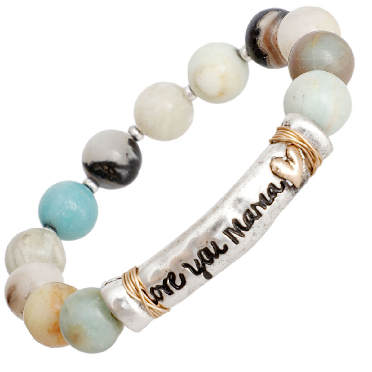 Bracelet Natural Stone Beads Stylish Love You Mama Jewelry