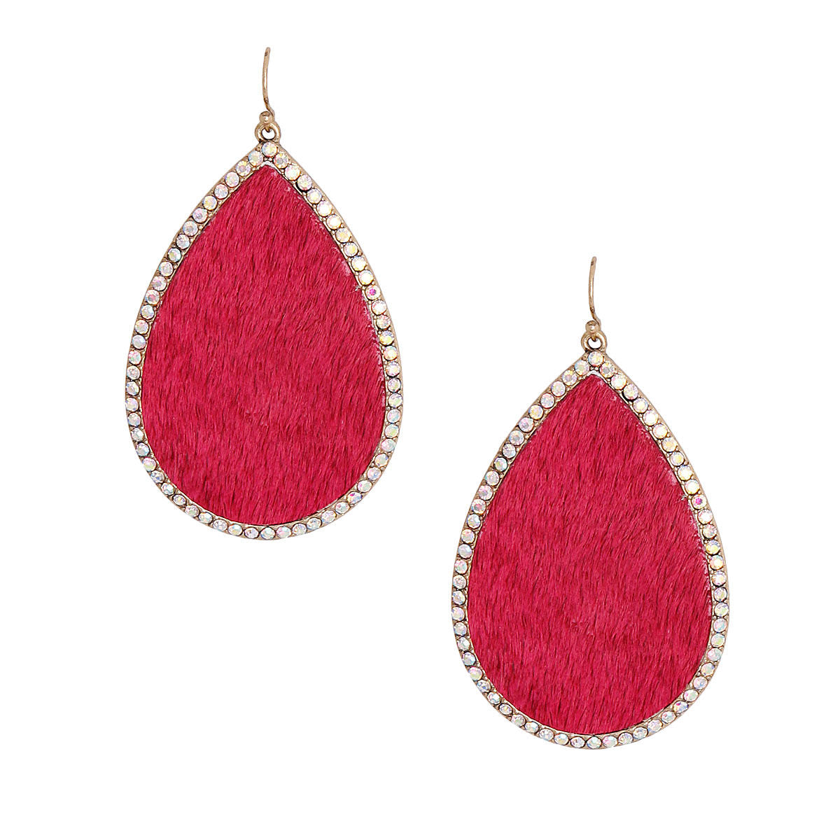 Teardrop Earrings Pink Genuine Leather Stylish Statement Jewelry