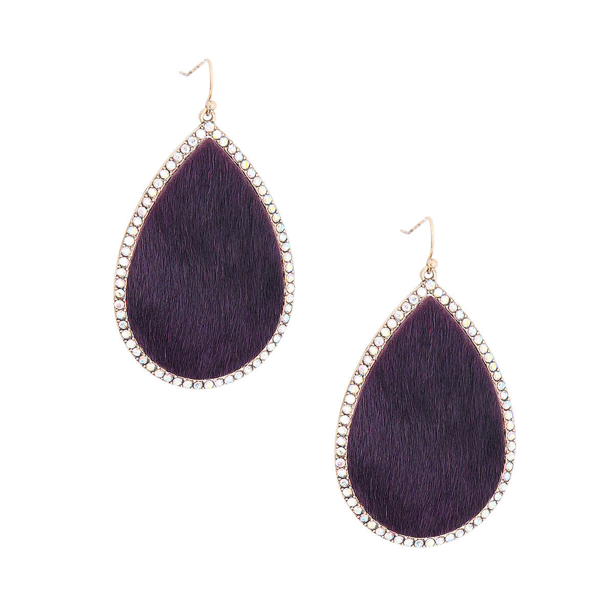 Teardrop Leather Earrings Purple Stylish Statement Jewelry