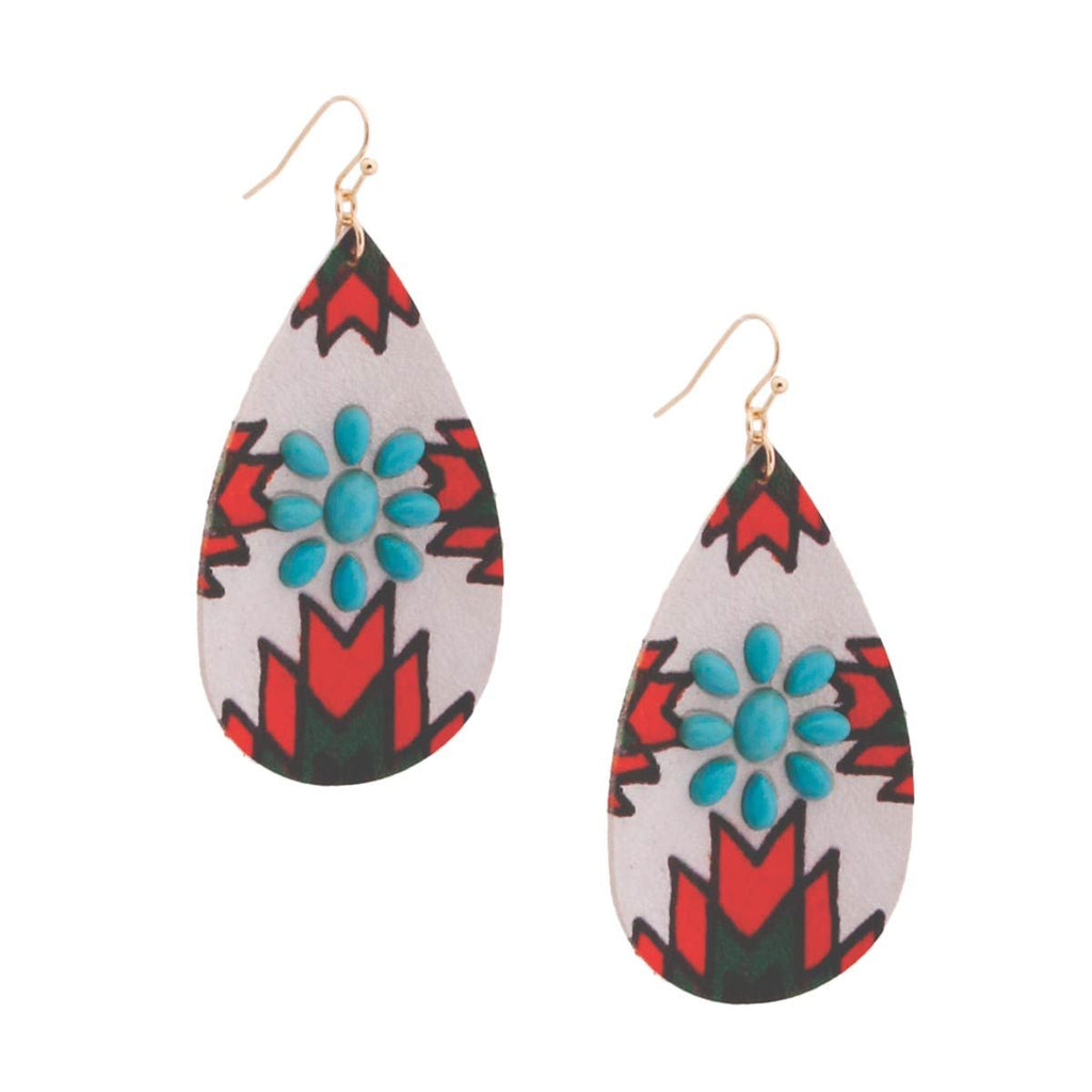 Teardrop Earrings White and Red Stylish Western Statement Jewelry