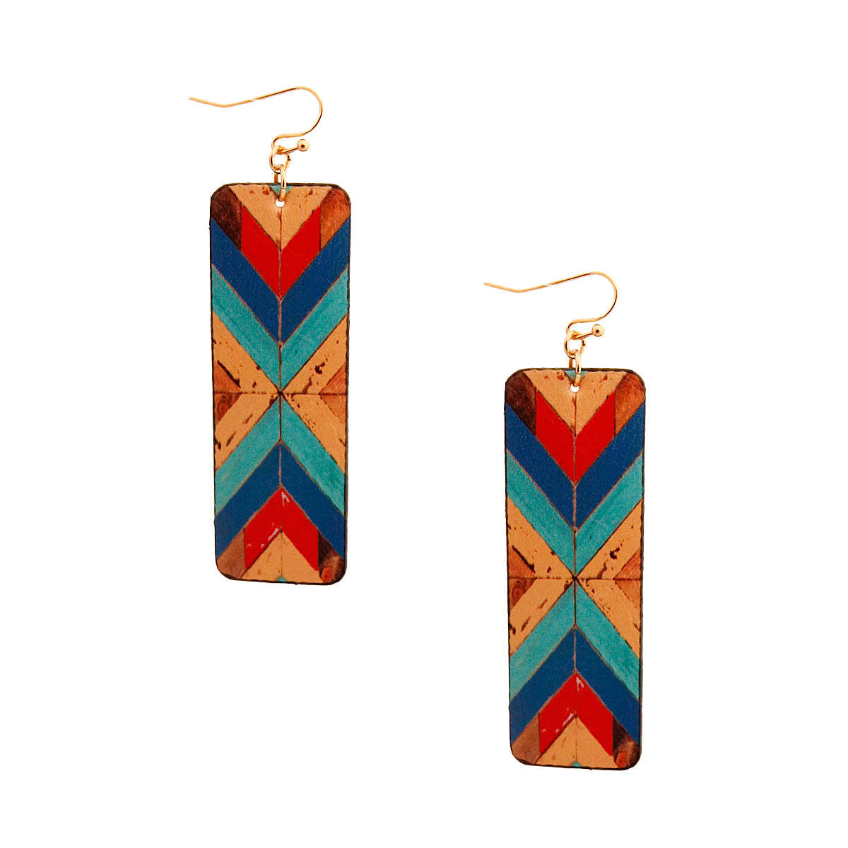 Leather Rectangle Earrings Multi Mosaic Stylish Statement Jewelry