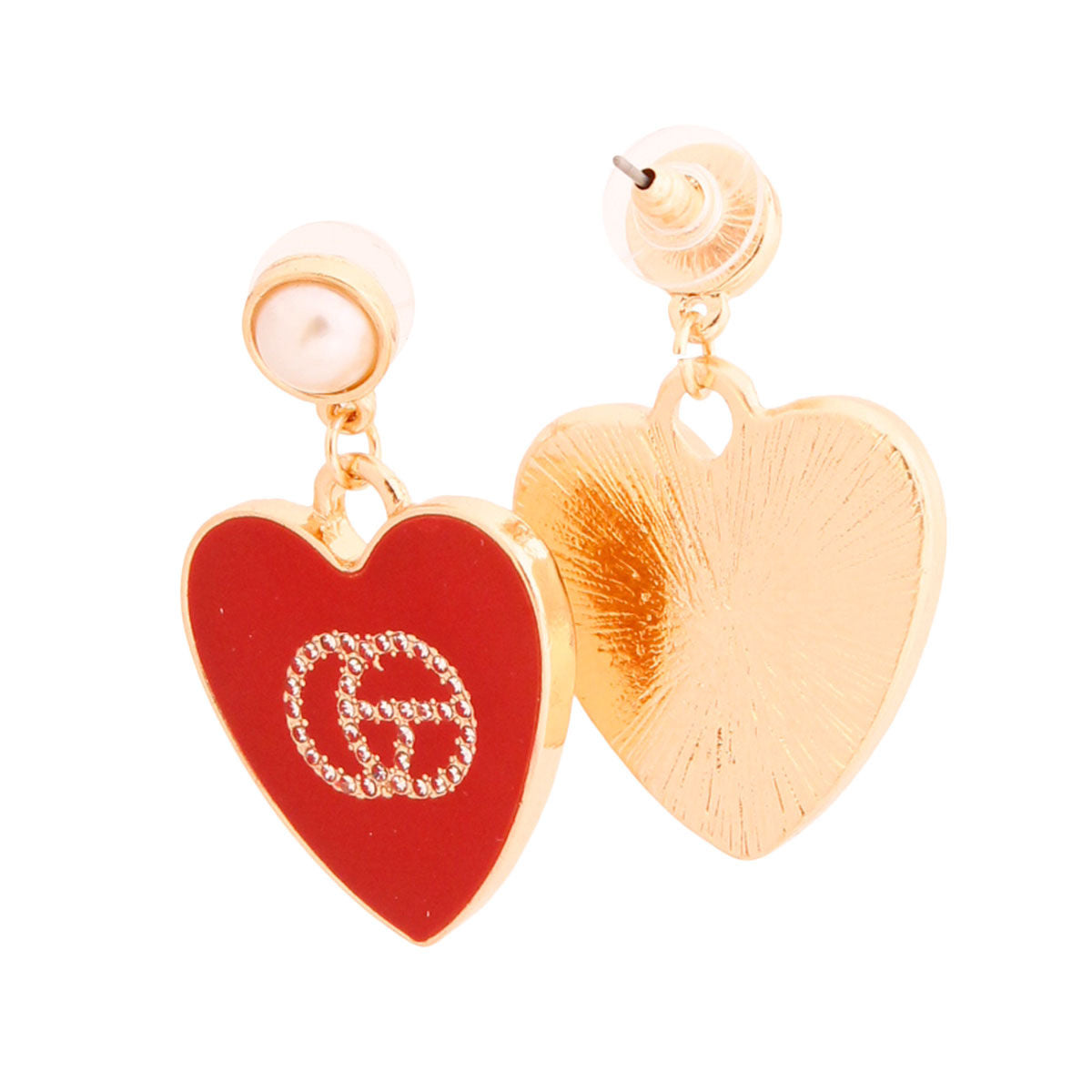 Statement Red Metal Heart Melody Earrings Stylish Fashion Jewelry