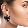 Heart Earrings Black Rubber Coated Stylish Fashion Jewelry