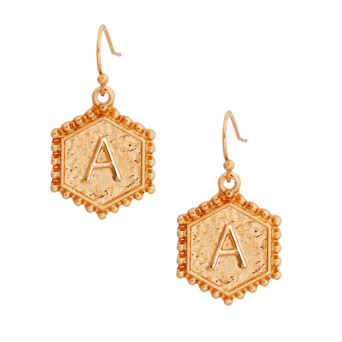 Hexagon Initial Earrings Stylish Fashion Jewelry Accessory
