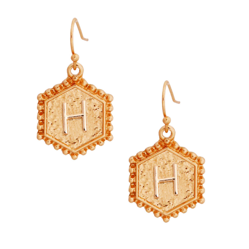 Hexagon Initial H Earrings Stylish Fashion Jewelry Accessory