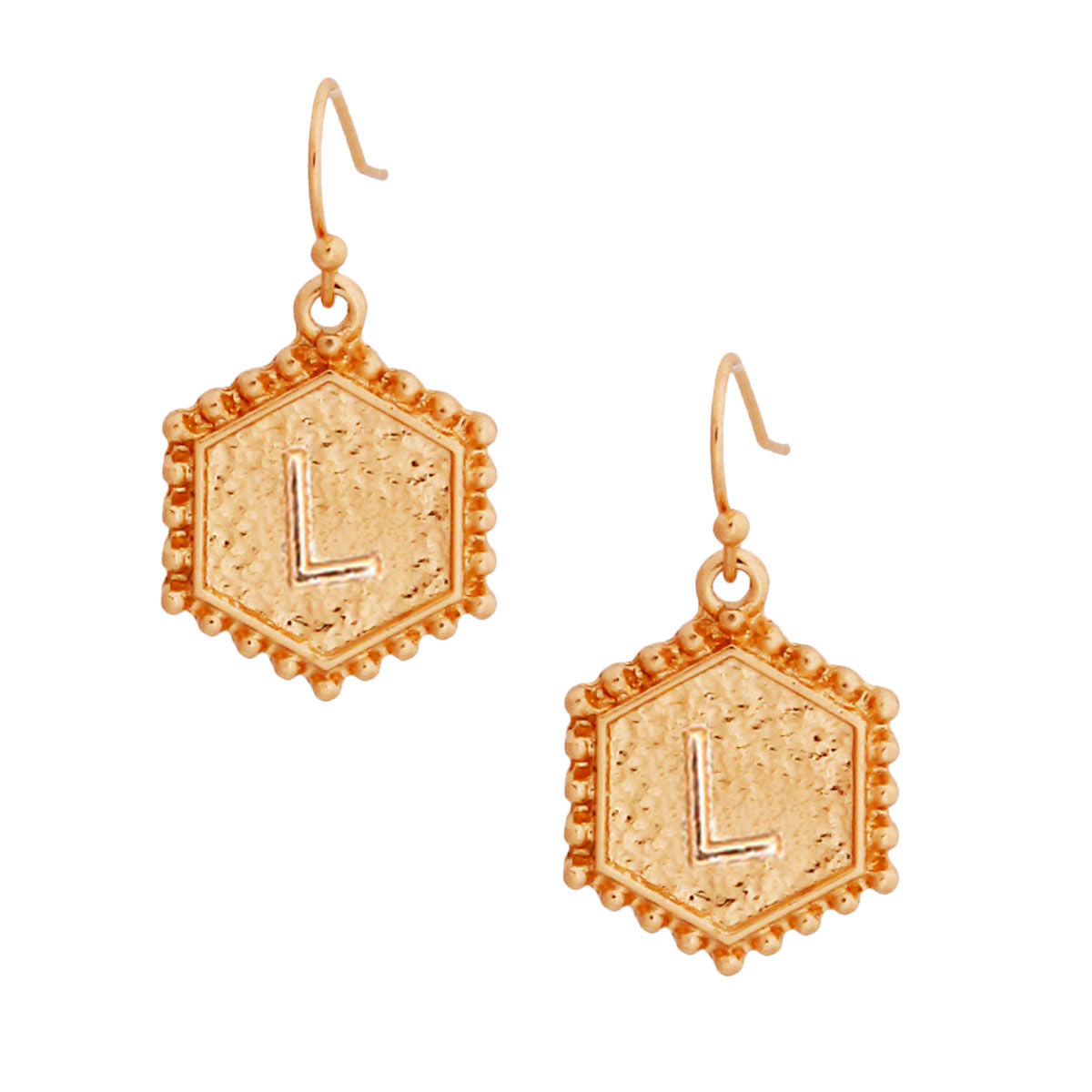 Initial L Hexagon Earrings Stylish Statement Jewelry