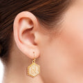 Hexagon Initial Earrings N - Stylish Fashion Jewelry Accessory