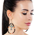 Teardrop Cross Earrings Black Bead Stylish Statement Jewelry