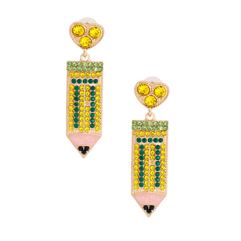 Statement Yellow Stone Pencil Earrings Stylish Fashion Jewelry Accessories