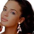Pearl Earrings with Pink Crayon Detail – Trendy Fashion Jewelry