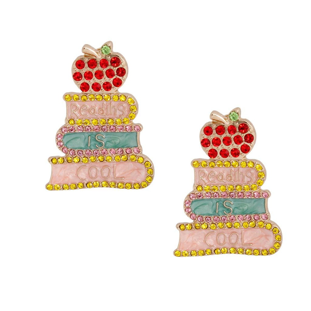 Bling Stud Earrings Reading Is Cool Trendy Fashion Jewelry