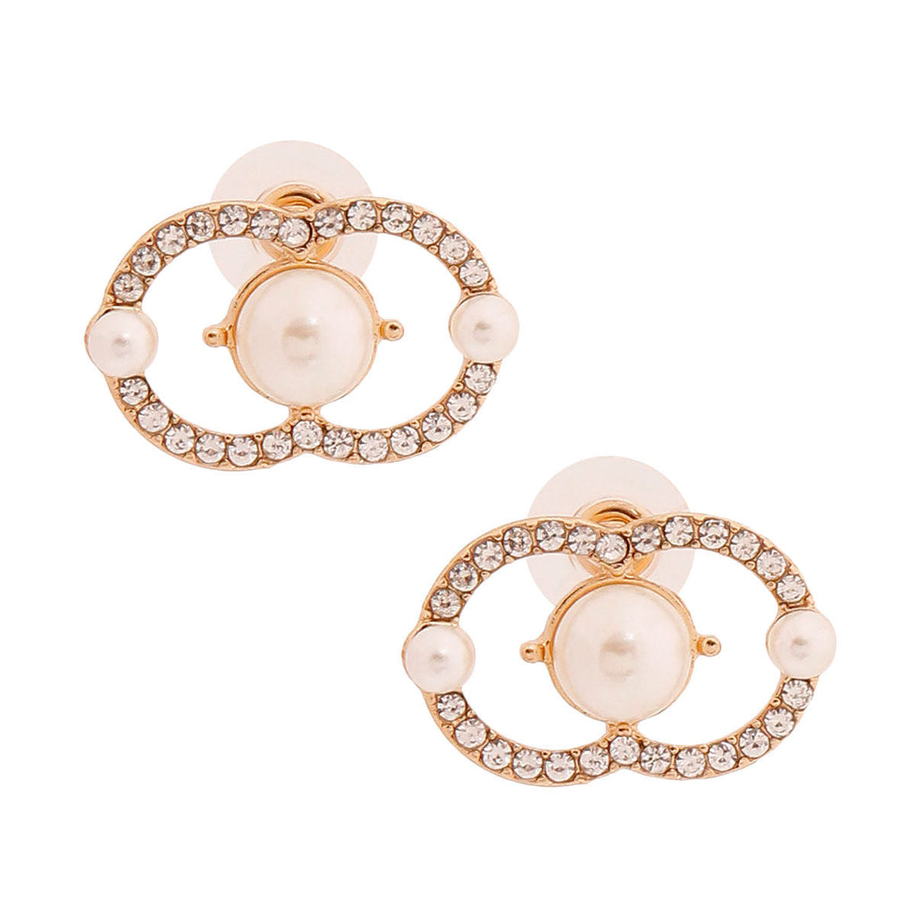 Logo Pearl Stud Earrings Stylish Fashion Jewelry