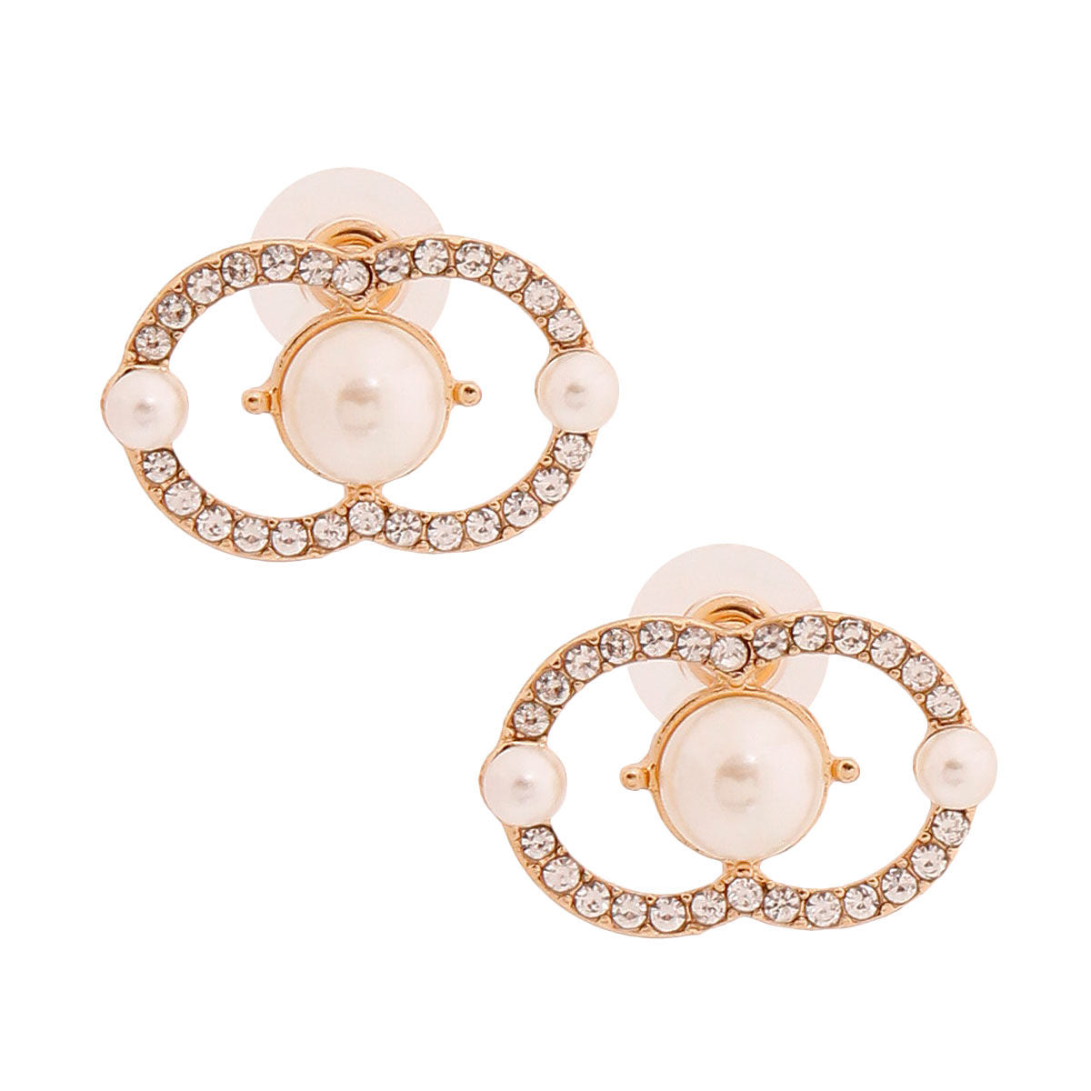 Logo Pearl Stud Earrings Stylish Fashion Jewelry