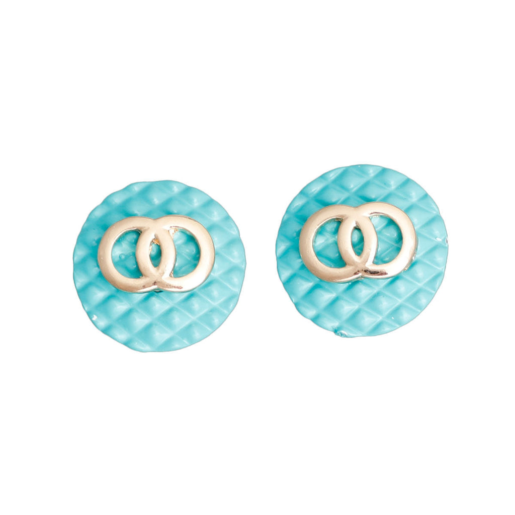 Statement Quilted Elegance Stud Earrings Seafoam – Trendy Stylish Jewelry
