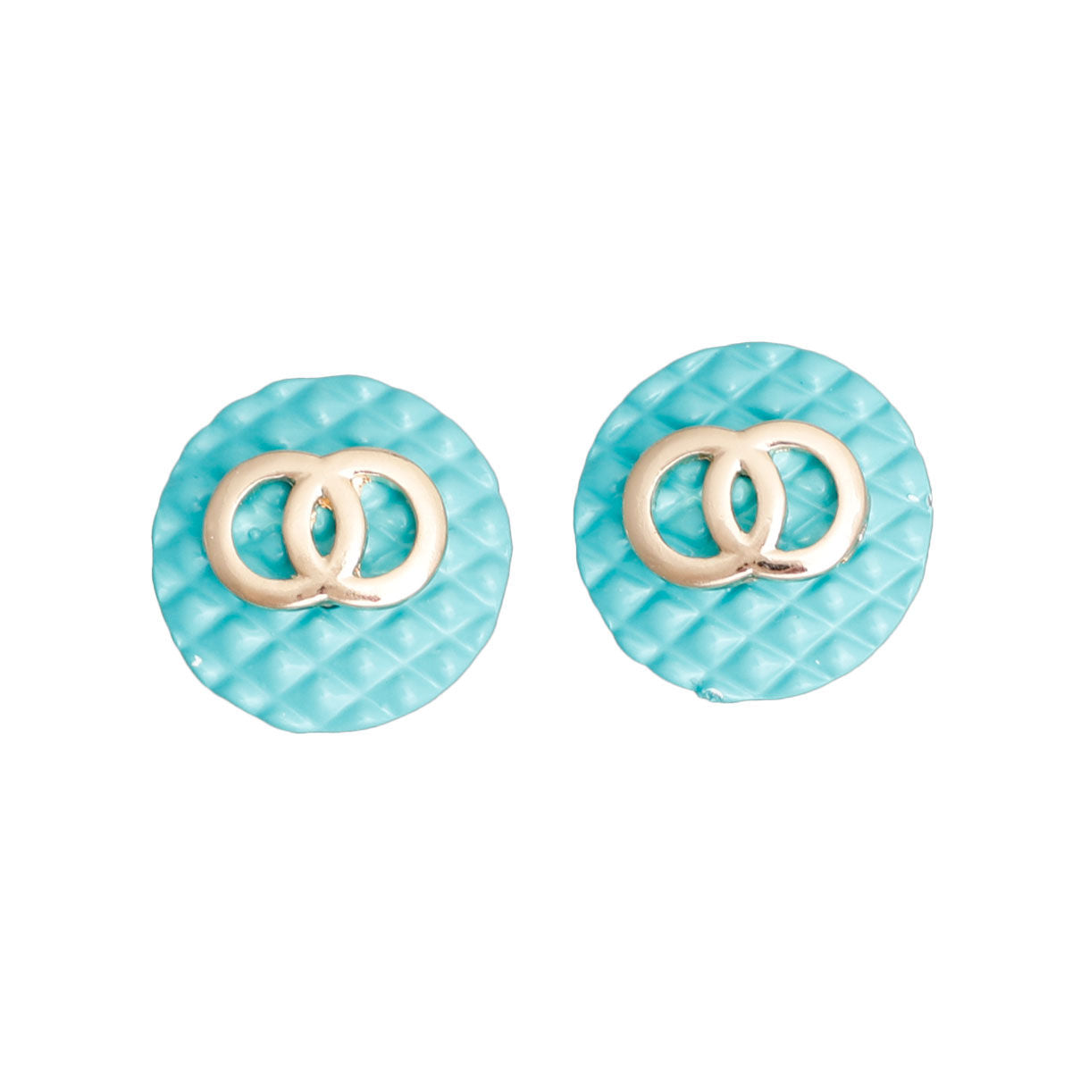 Statement Quilted Elegance Stud Earrings Seafoam – Trendy Stylish Jewelry