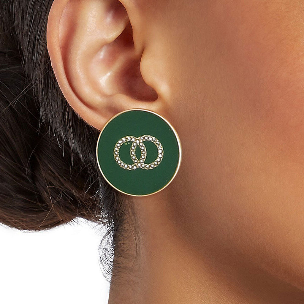 Flat Stud Earrings Emerald Envy Chic Stylish Jewelry