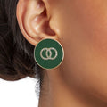 Flat Stud Earrings Emerald Envy Chic Stylish Jewelry