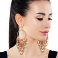 Fringe Circle Earrings with Multi and Gold Beads – Stylish Statement Jewelry
