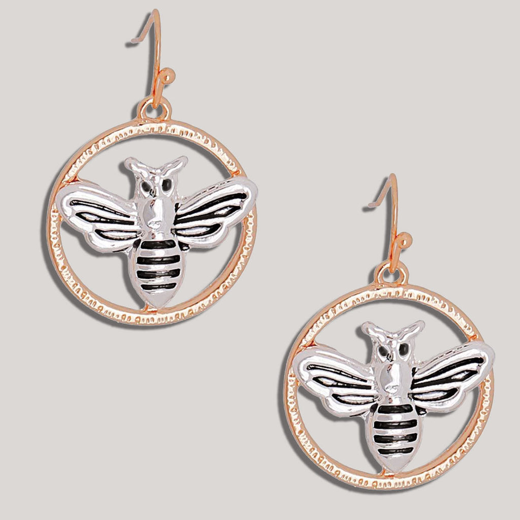 Statement Burnished Metal Bee Earrings – Trendy Fashion Jewelry