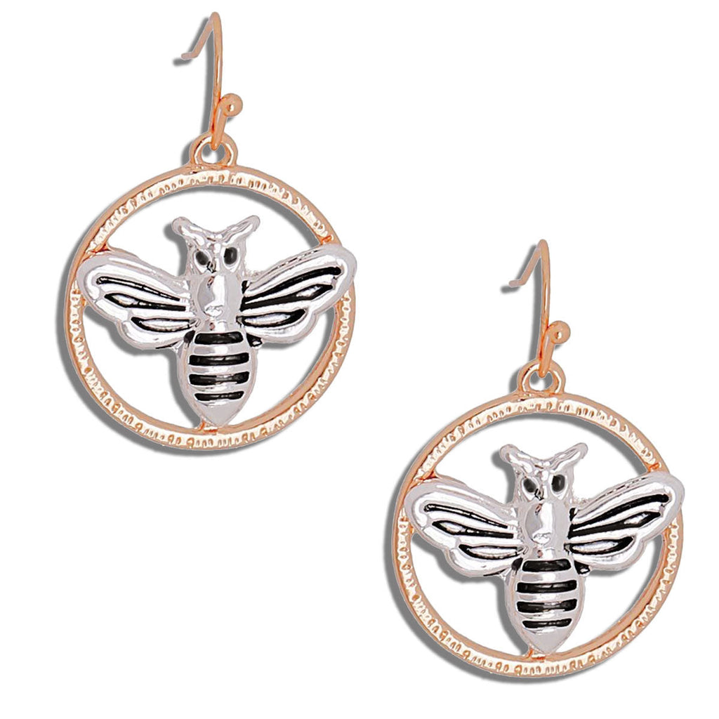Statement Burnished Metal Bee Earrings – Trendy Fashion Jewelry