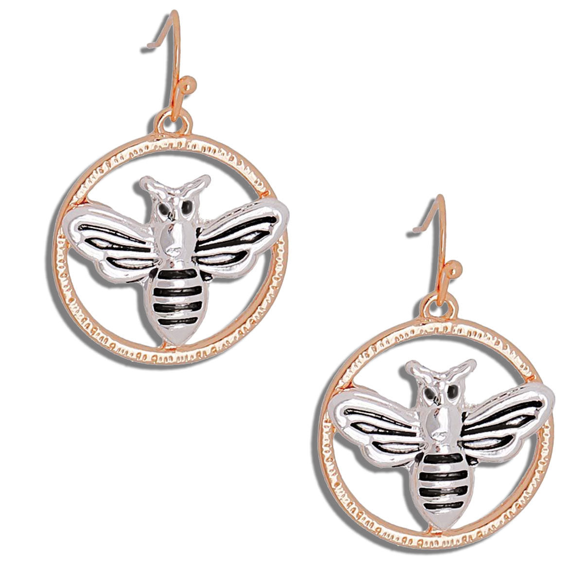Statement Burnished Metal Bee Earrings – Trendy Fashion Jewelry
