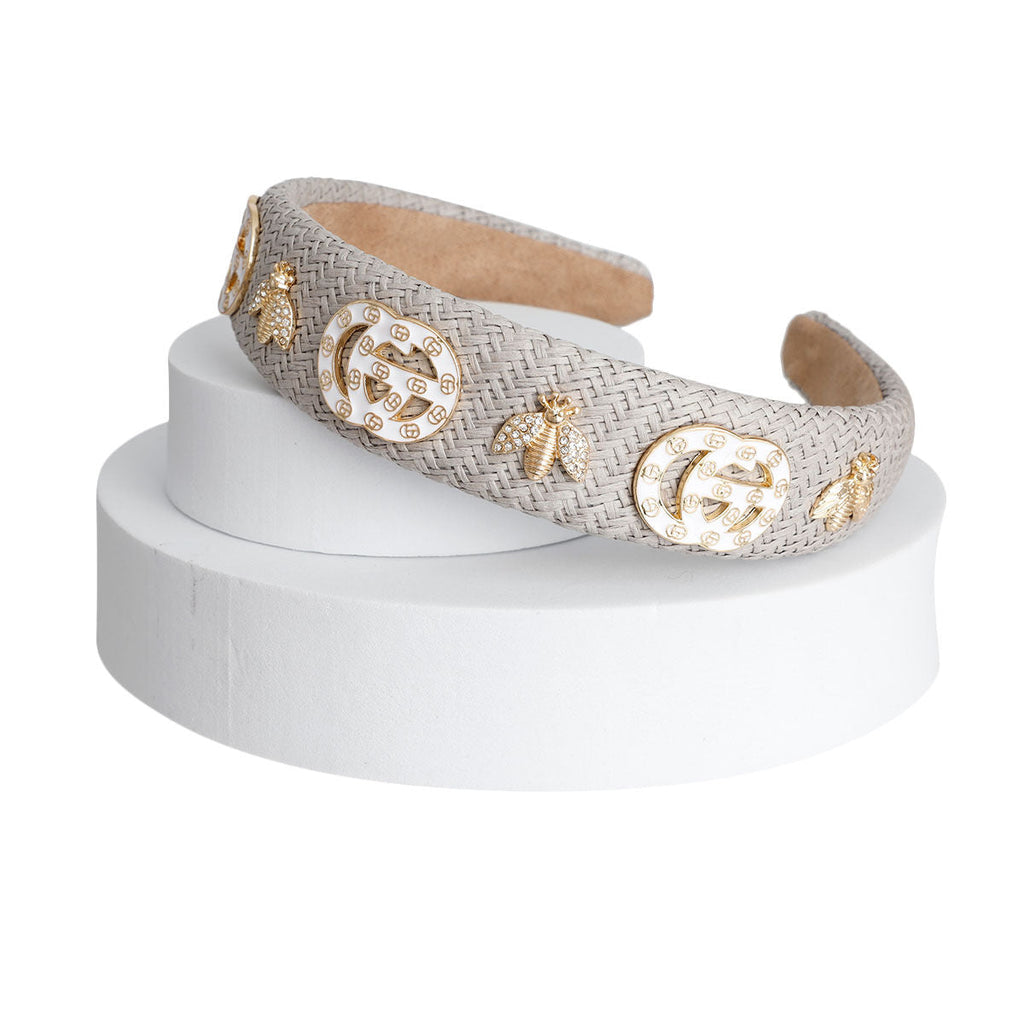 Headband Gray Raffia Royale Bespoke Stylish Chic Accessory