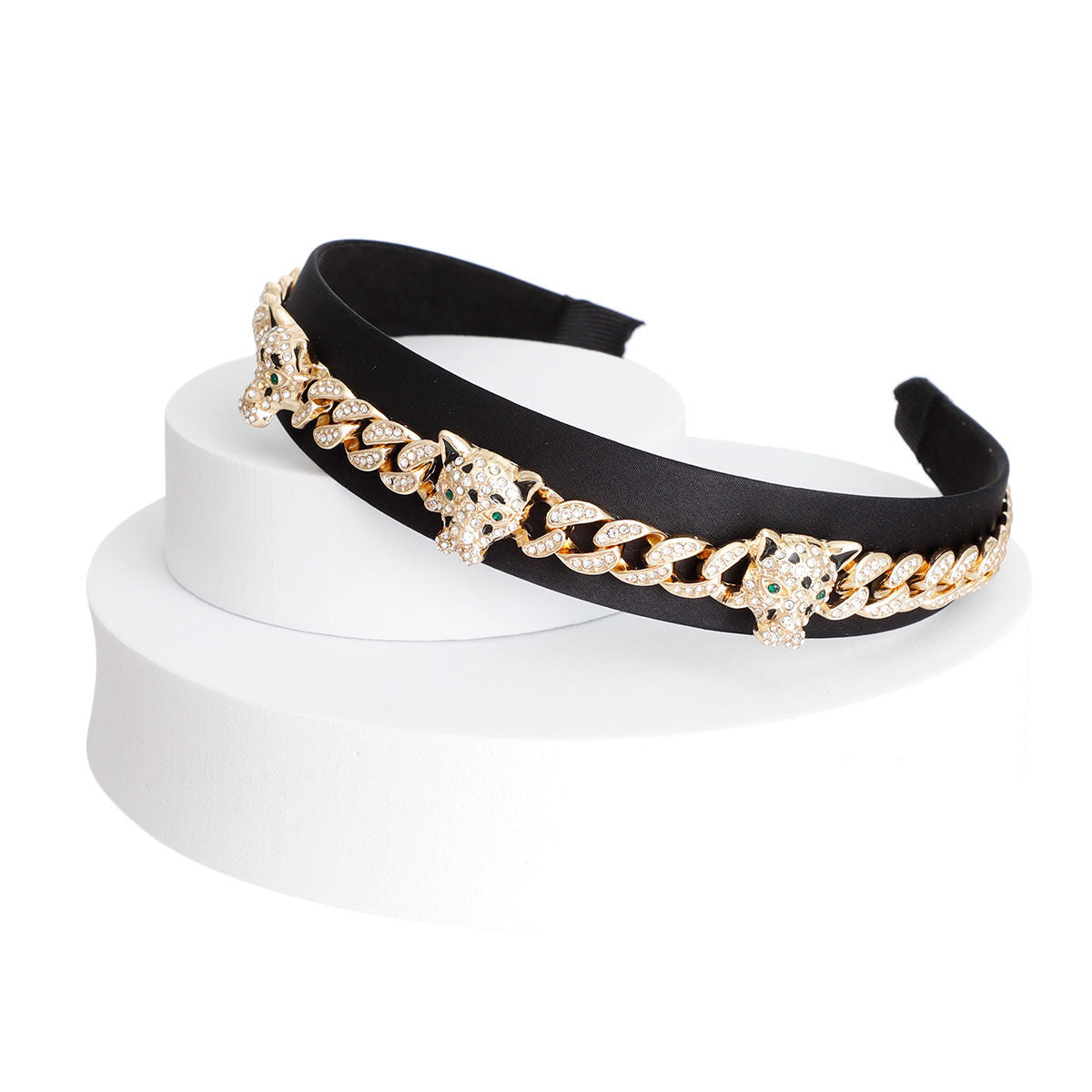Statement Headband Tiger Crown with Bespoke Iced Chain Accessory