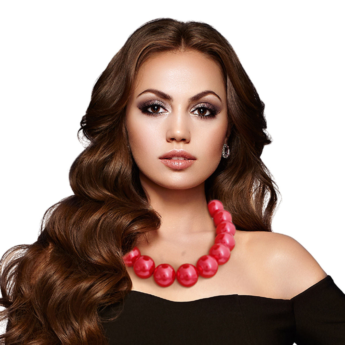 Pearl Necklace Red Bubble Gum Trendy Statement Jewelry