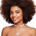 Choker Necklaces 2 Pcs Silver Link Heart Trendy Stylish Jewelry