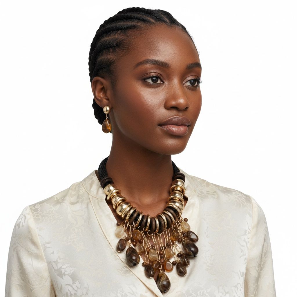 Statement Beaded Brown Stone Leather Necklace – Trendy Global Artisan Jewelry