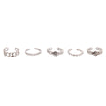Silver Rings Set 5 Pcs Trendy Stylish Fashion Jewelry Accessories