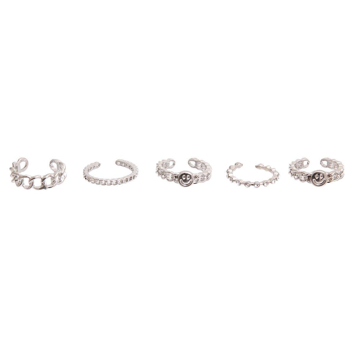 Silver Rings Set 5 Pcs Trendy Stylish Fashion Jewelry Accessories