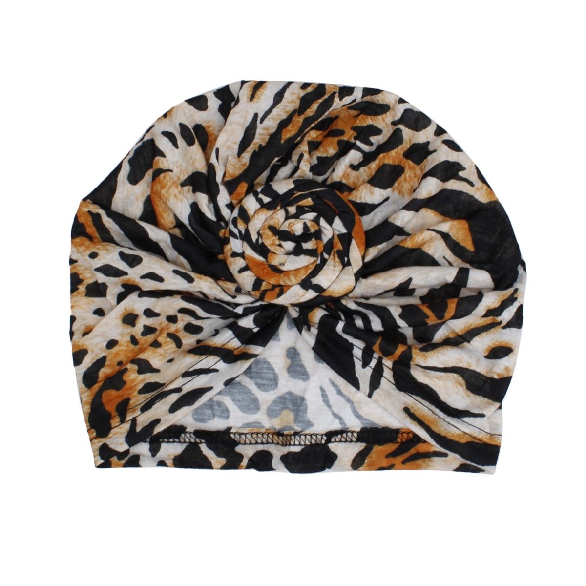Women’s Turban Pre-Tied Knot Brown Animal Print Stylish Headwrap