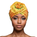Women’s Pre-Tied Turban with Yellow Ombre Zebra Flower – Stylish Headwear Accessory
