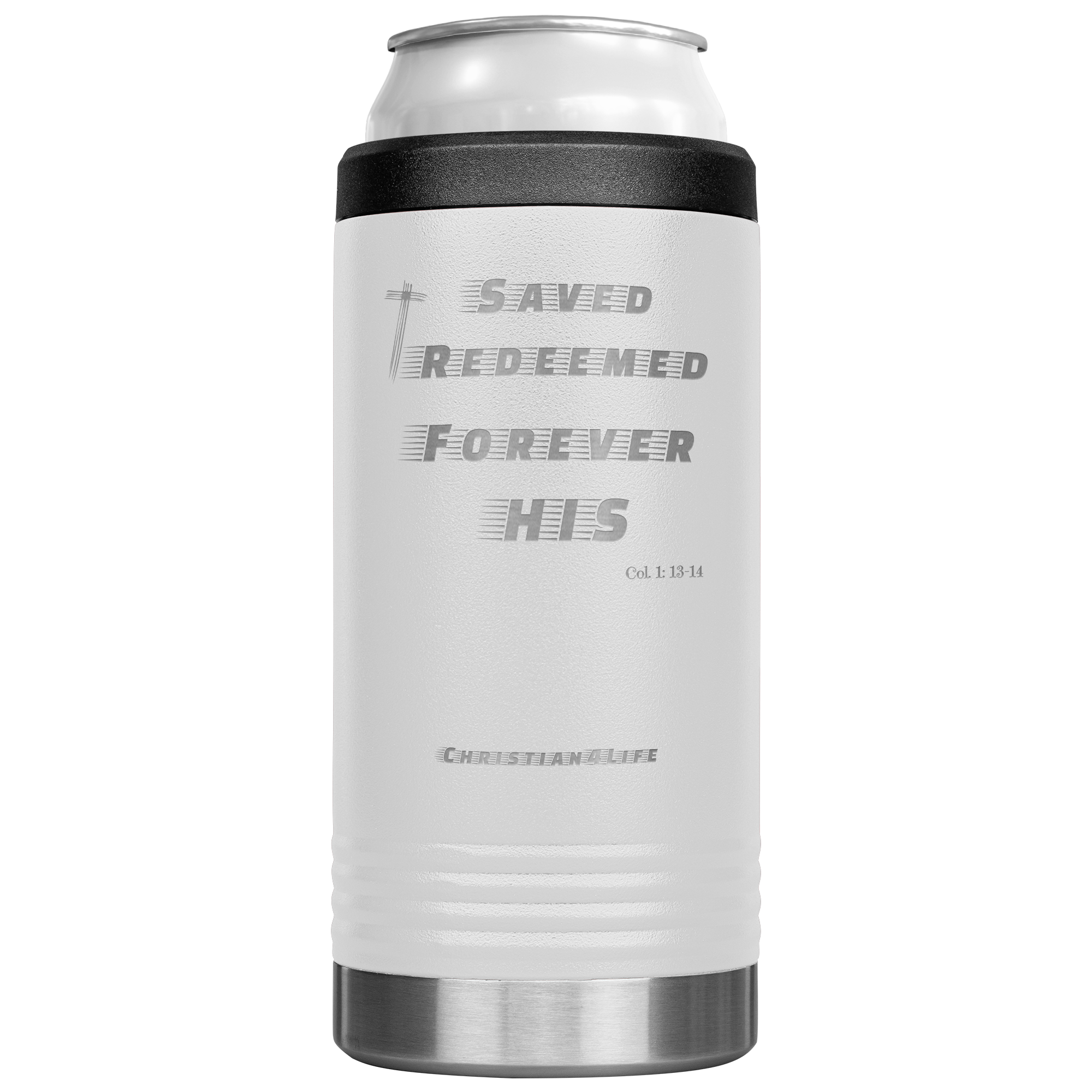 12oz Christian Cozie Insulated Tumbler -Saved, Redeemed, Forever His