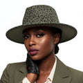 Fashion Hat Fedora Olive Green Leopard Print Stylish Statement Accessory