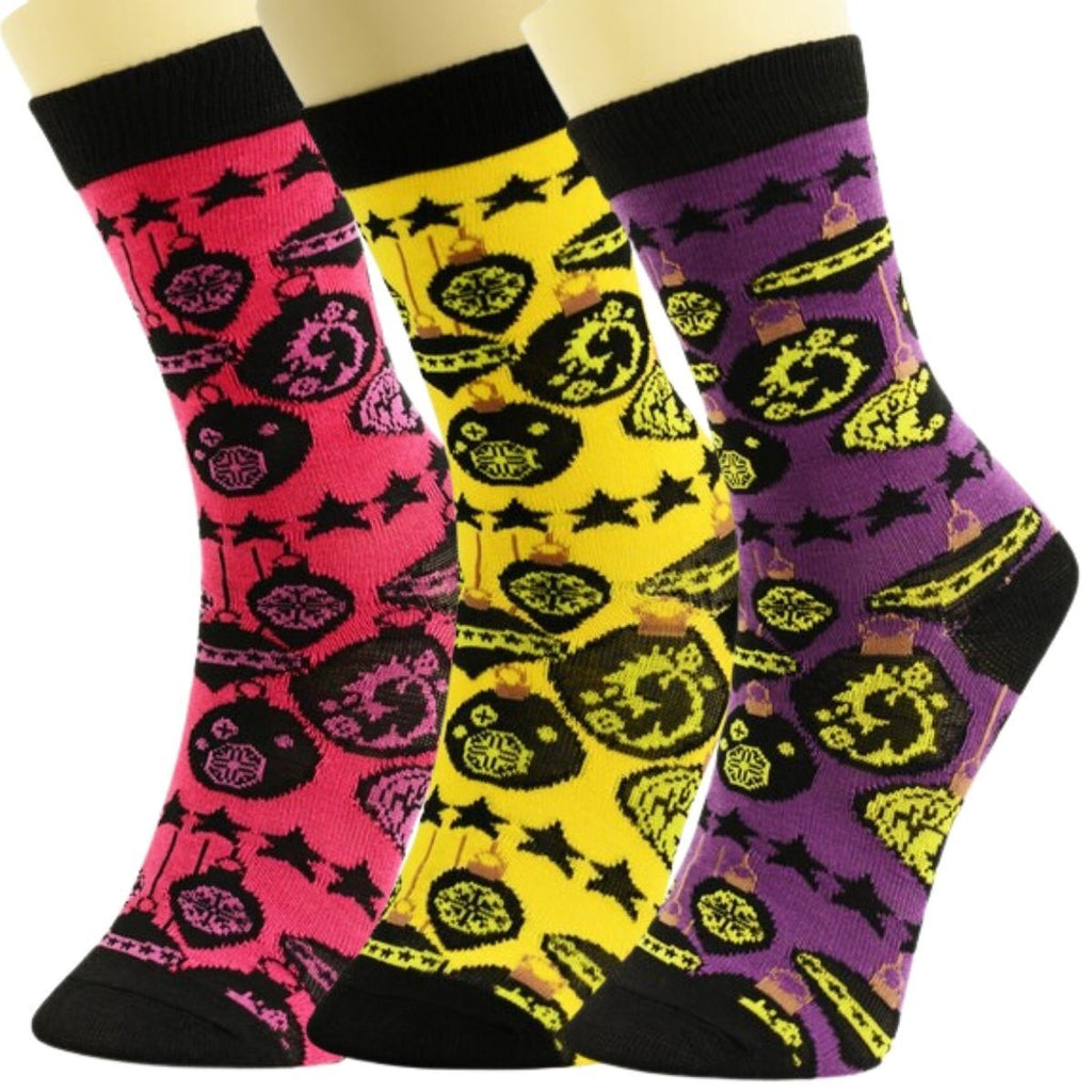 Crew Socks 3 Pcs Christmas Ornament Design Trendy Casual Socks