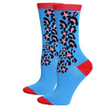 Crew Socks Blue Red Cheetah Print Trendy Casual Fashion Accessories