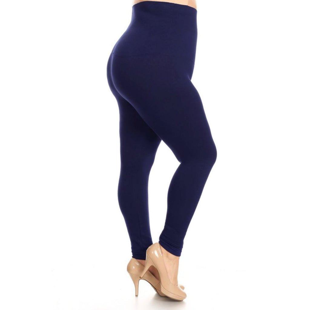 Plus Size Navy High Waist Leggings 33-39 Inch Stylish Casual Fit