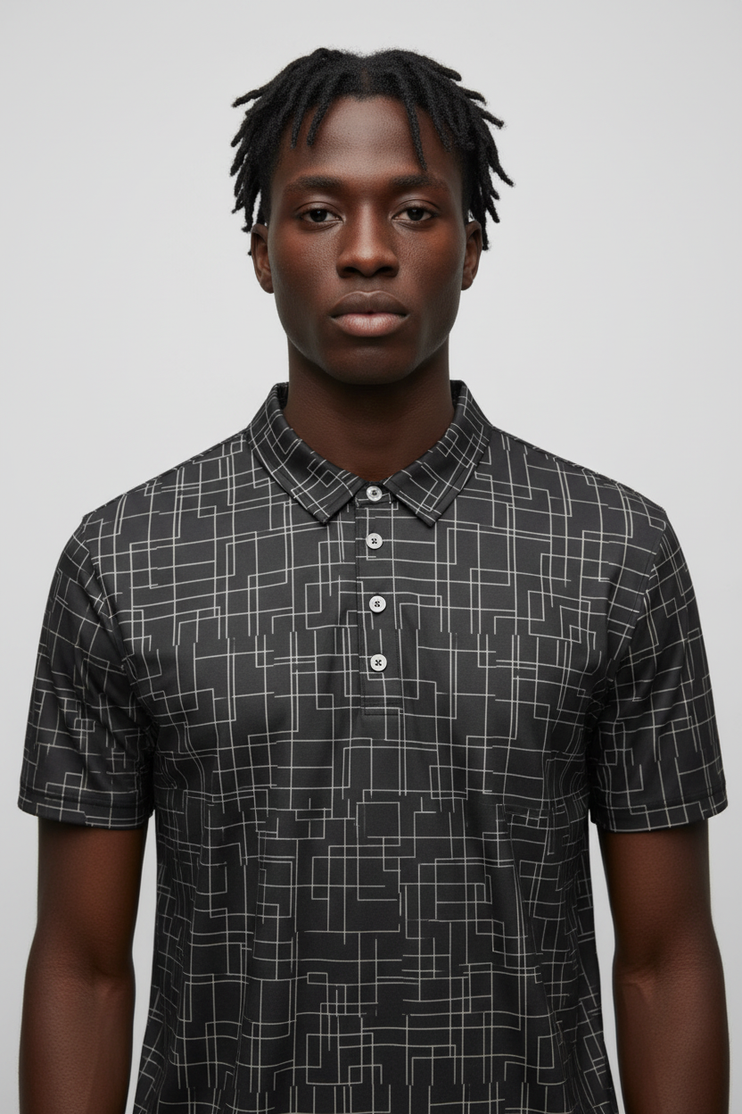 Architectural Silence Polo – Limited Drop – Minimalist Brutalist Geometric Slim Fit