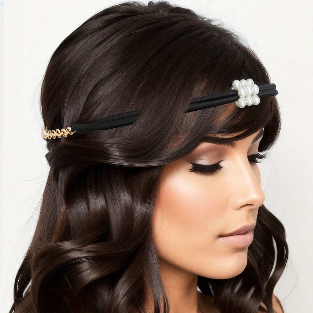 Hair Chain with Gold and Pearl Accents – Stylish Statement Jewelry Accessory